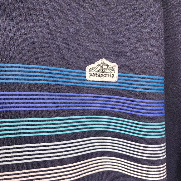 Patagonia Uprisal Hoodie Sweatshirt Mens M Navy Logo Ridge Striped Gorpcore - Picture 3 of 7